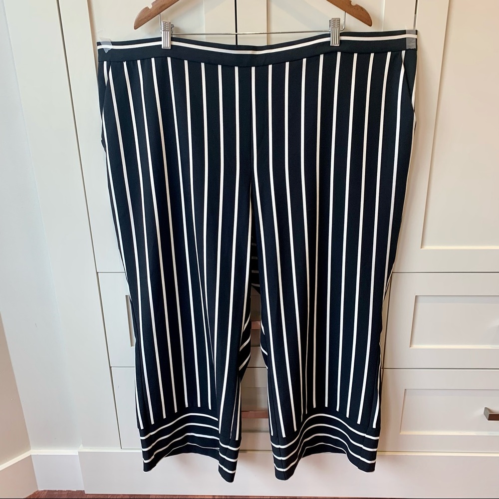 Michel Studio Black & White Stripe Wide Leg Pant
